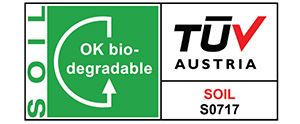 Certification logo for TUV Austria, for biodegrability and compostability in the soil