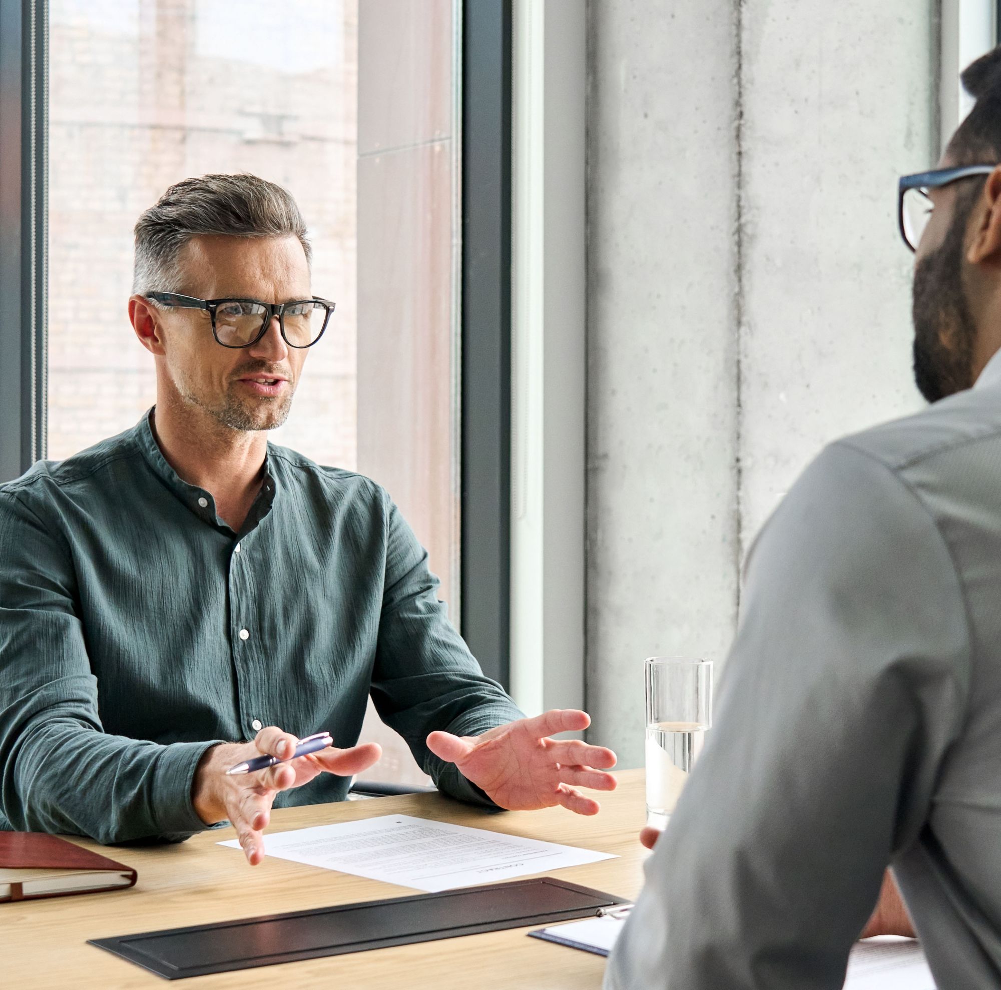 Two business partners in a meeting. 