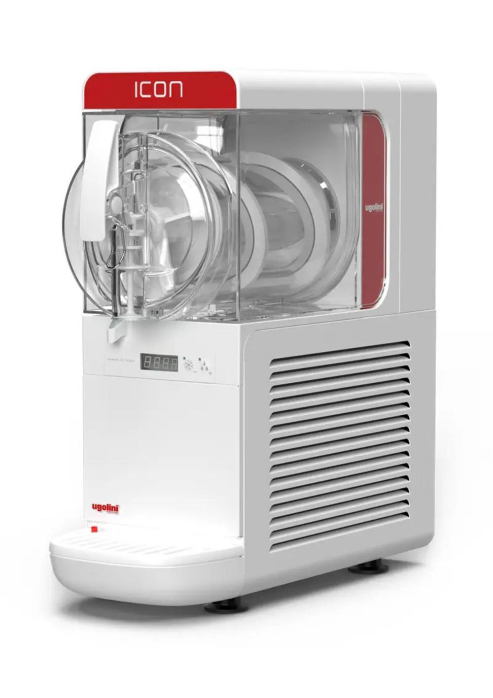 Ugolini ICON countertop dispenser with clear Tritan Renew tank. 