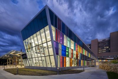 colorful glass facade windows