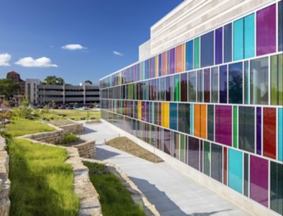 colorful glass facade windows