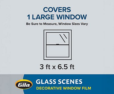 Sizing graphic for Gila Winter Morning Window Film, showing coverage for a 3 ft by 6.5 ft window.