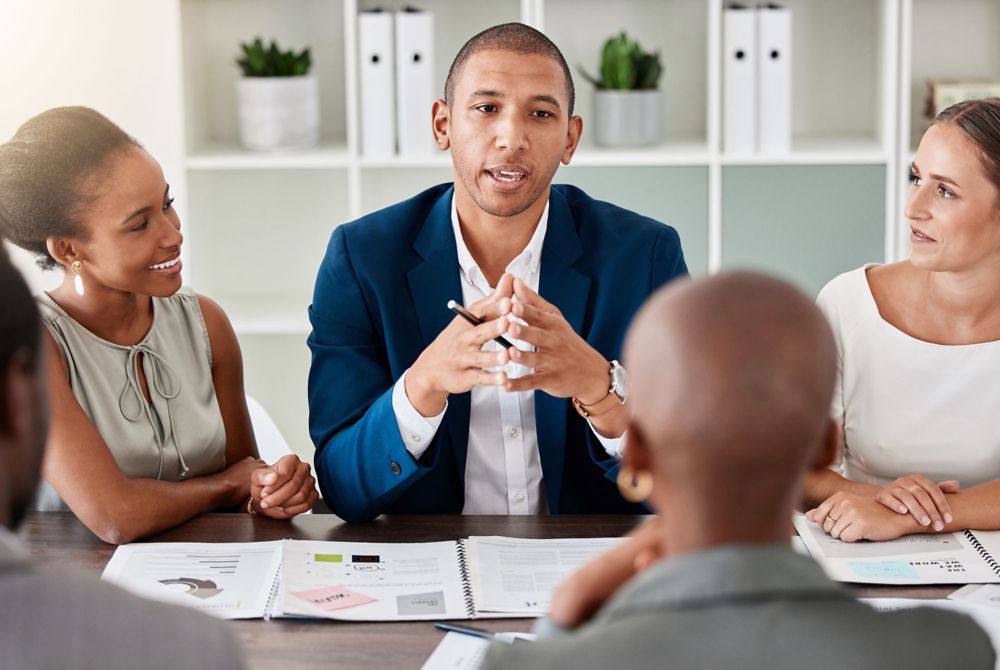 Employees gathered for a team training. 