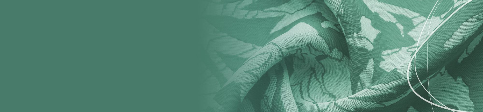 A mint green woven fabric is bunched up along the right half of a rectangle. The left half of the rectangle is solid green. 