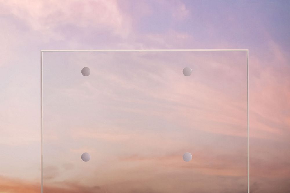 glass sample on the sky background 