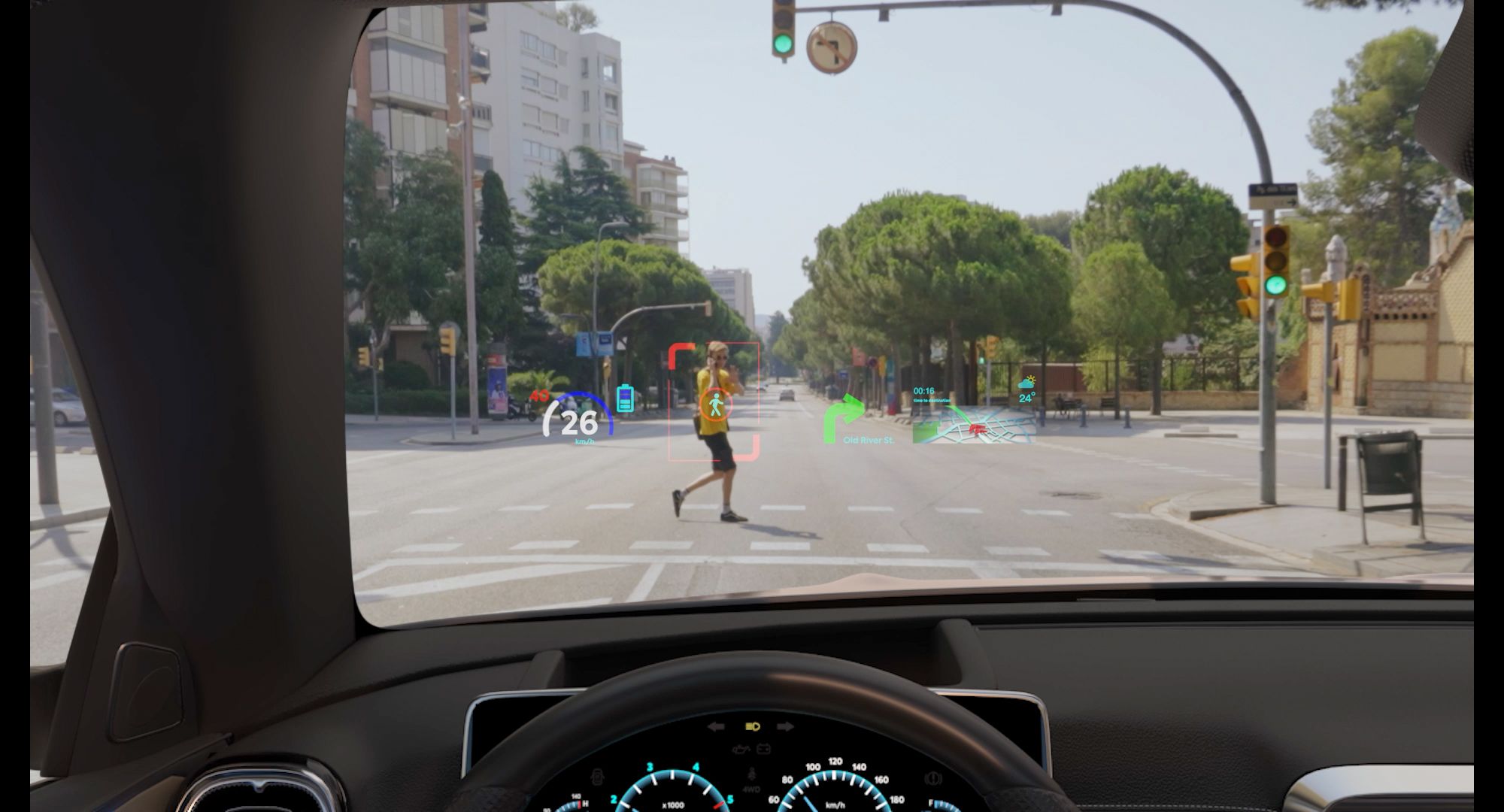 projections on the windshield 