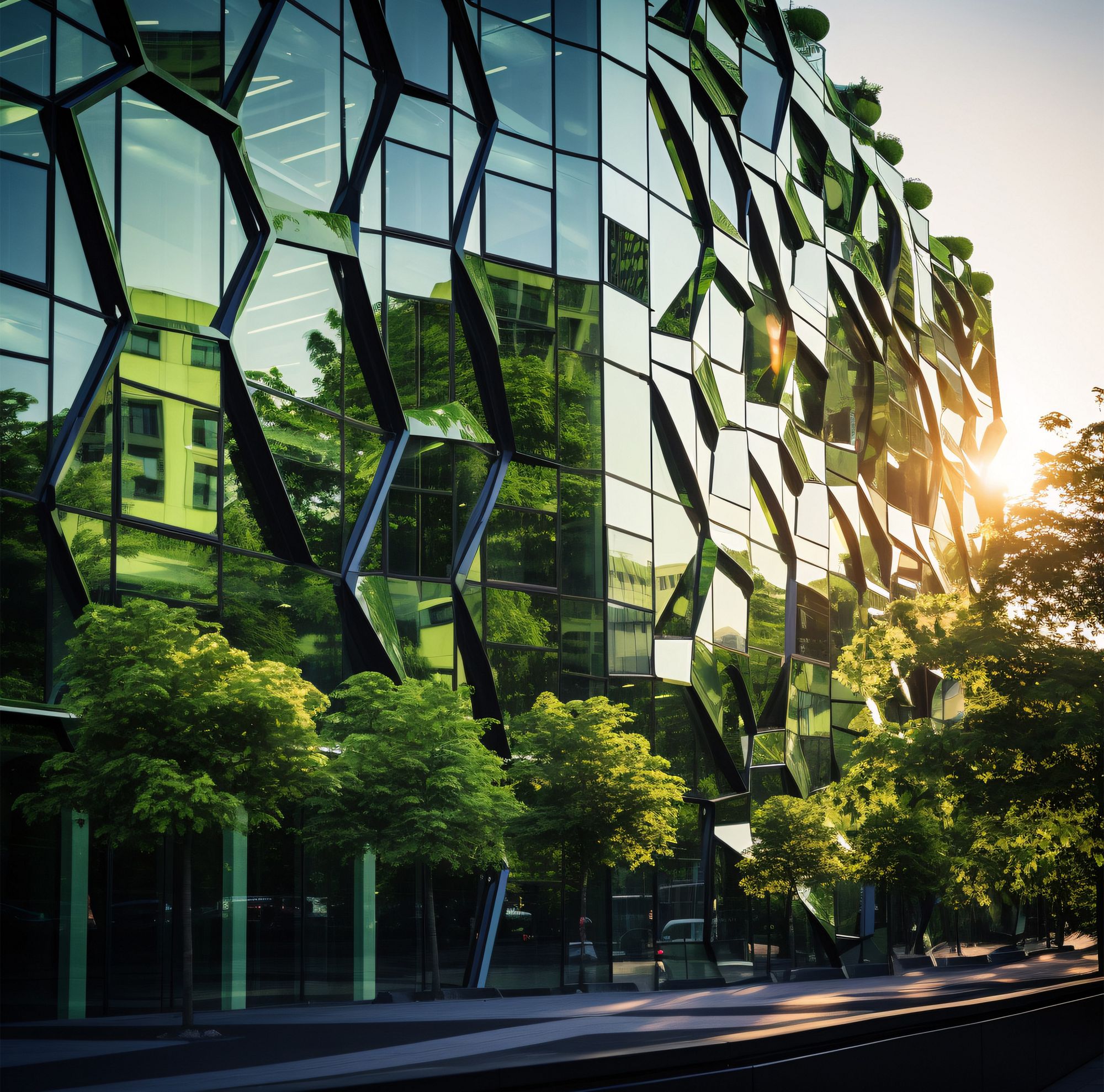 Blue glass facade 