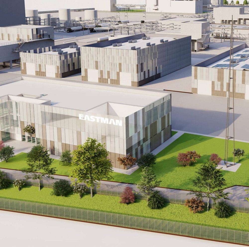 A 3D rendering of the planned molecular recycling plant project in Normandy, France 
