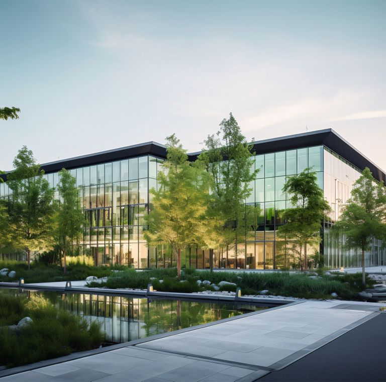 Building with trees in front 