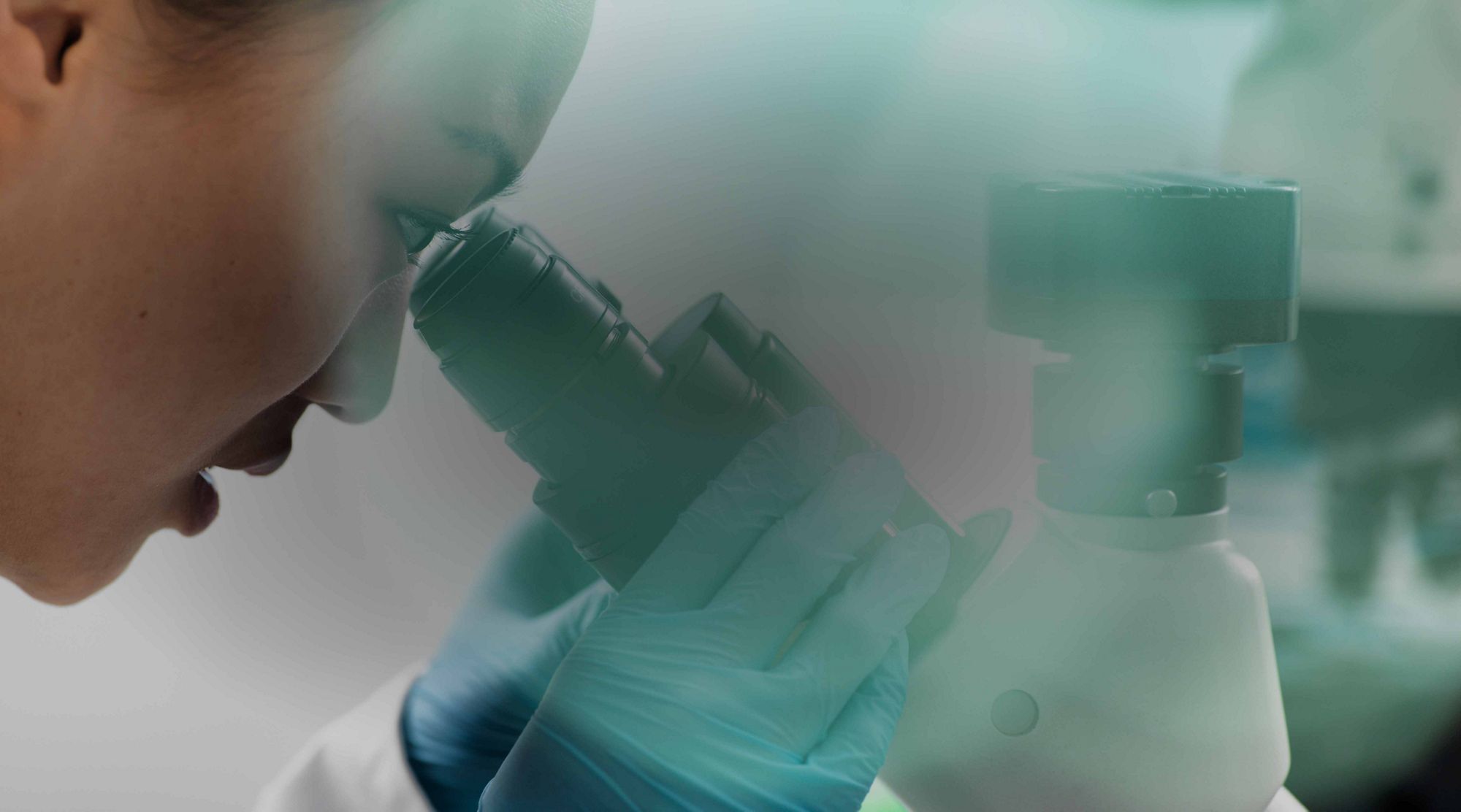 Eastman female chemist conducting chemical research using a microscope in the laboratory 